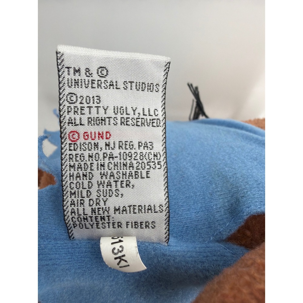 Uglydoll Wolfman Ox Plush Gund 2013 Universal Studios Brown Monster Blue Shirt - Picture 6 of 6